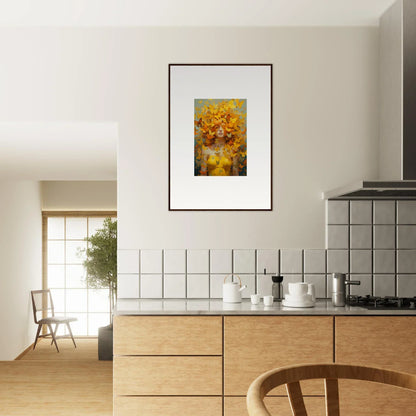 Framed wall art of yellow flowers in a vase for vibrant room decor in Mindscape Symphony