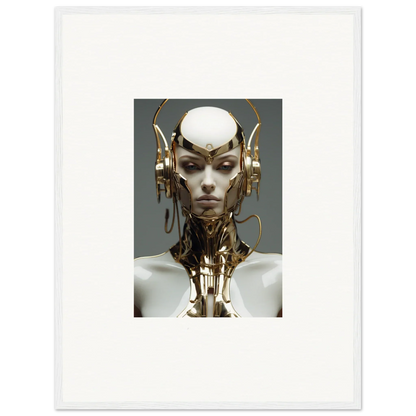 Futuristic humanoid cyborg with gold components for Celestial Cog Machine canvas print