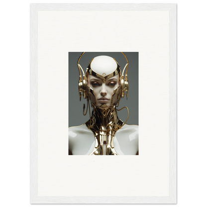 Futuristic humanoid cyborg with metallic features for cool room decoration canvas print