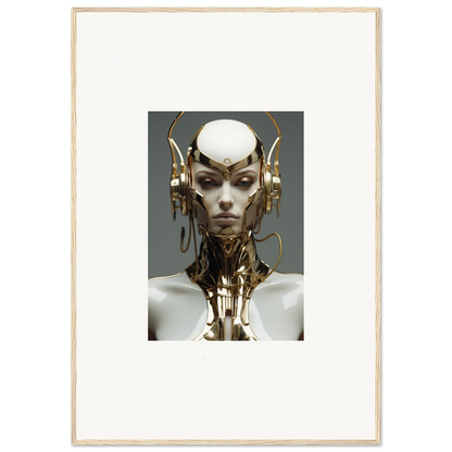 Futuristic humanoid cyborg with gold parts for a cool canvas print decor