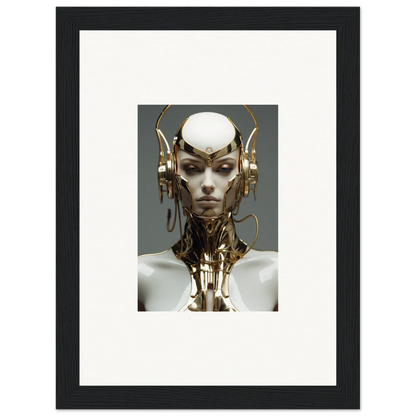 Futuristic humanoid robot with gold parts, perfect for a Cog Machine room decoration canvas print