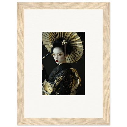 Framed canvas print of a woman in geisha attire for stylish room decoration