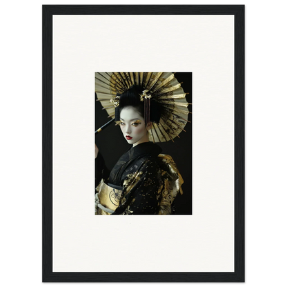 Portrait of a woman in geisha attire with fan for velvet chorale canvas print decor