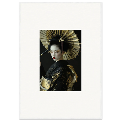 Portrait of a woman in traditional geisha attire for room decoration and Velvet Chorale canvas print