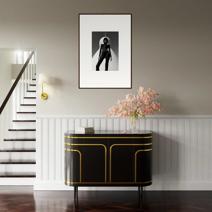 Elegant black sideboard with gold trim, perfect for Room Decor in Celestial Apparition Elite