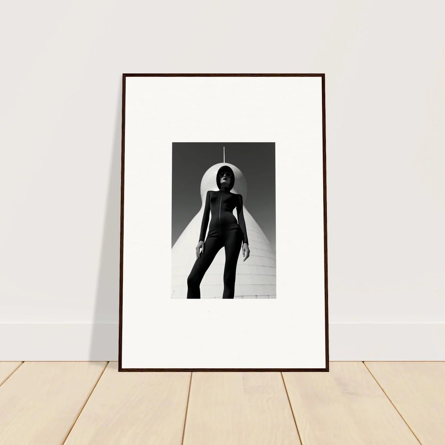 Framed black and white wall art of a silhouetted figure for room decor, Apparition Elite