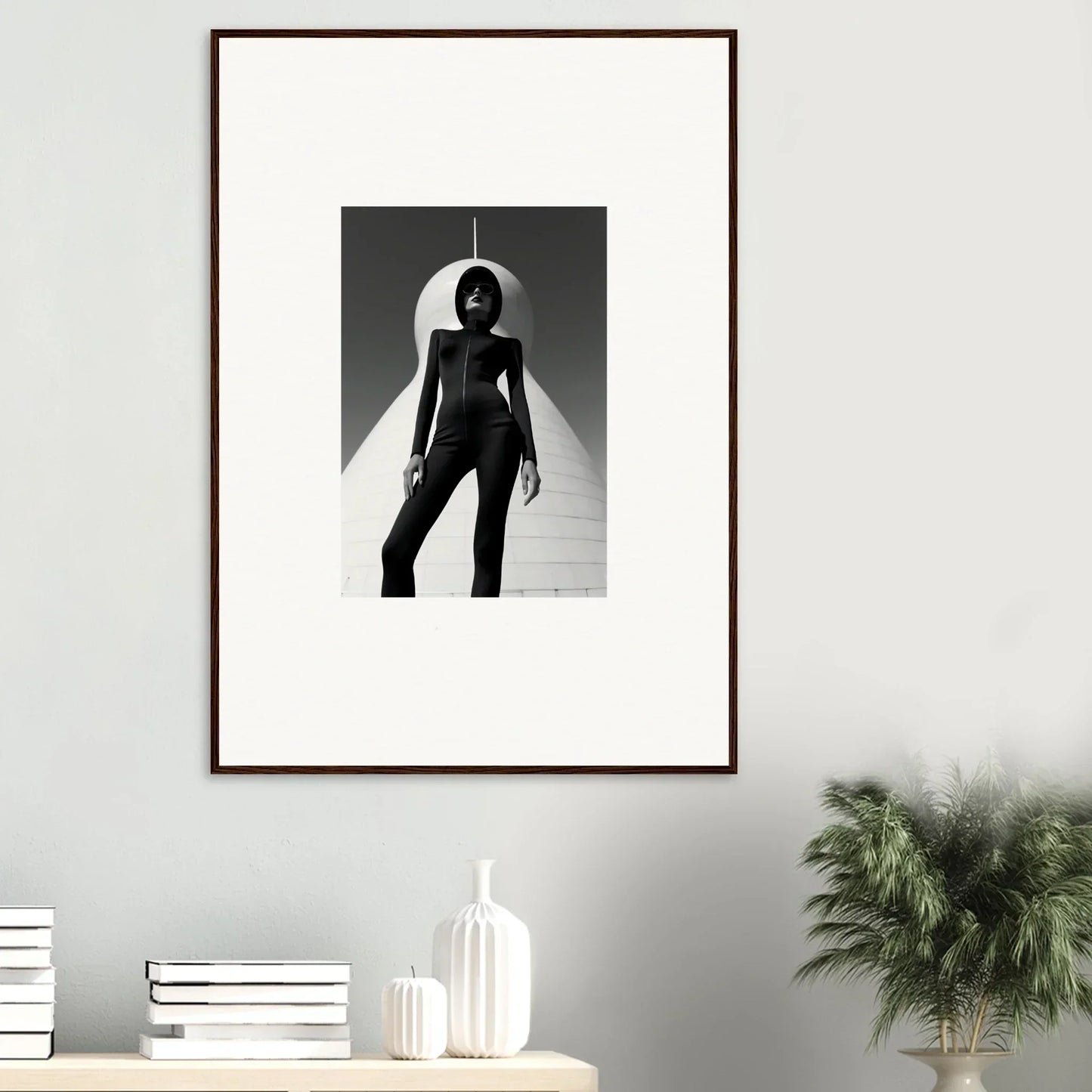 Framed black and white photograph of a silhouetted figure for Room Decor with Apparition Elite