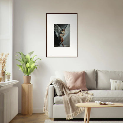 Framed ballet dancer wall art for stylish room decoration in Whispered Cerulean