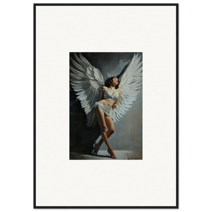 Winged figure in white clothing, perfect for room decoration as canvas print wall art