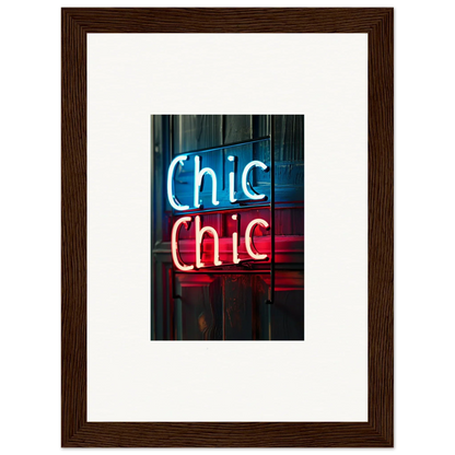 Neon Chic Chic sign in blue and red as stylish room decor for framed wall art