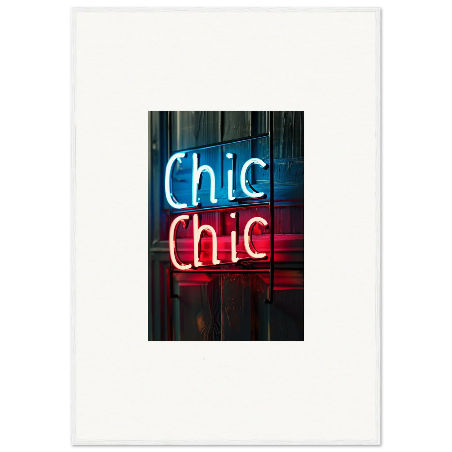 Neon sign Chic Chic in blue and red, perfect for room decor or wall art