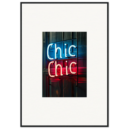 Neon sign Chic Chic in blue and red for stylish room decor or canvas prints