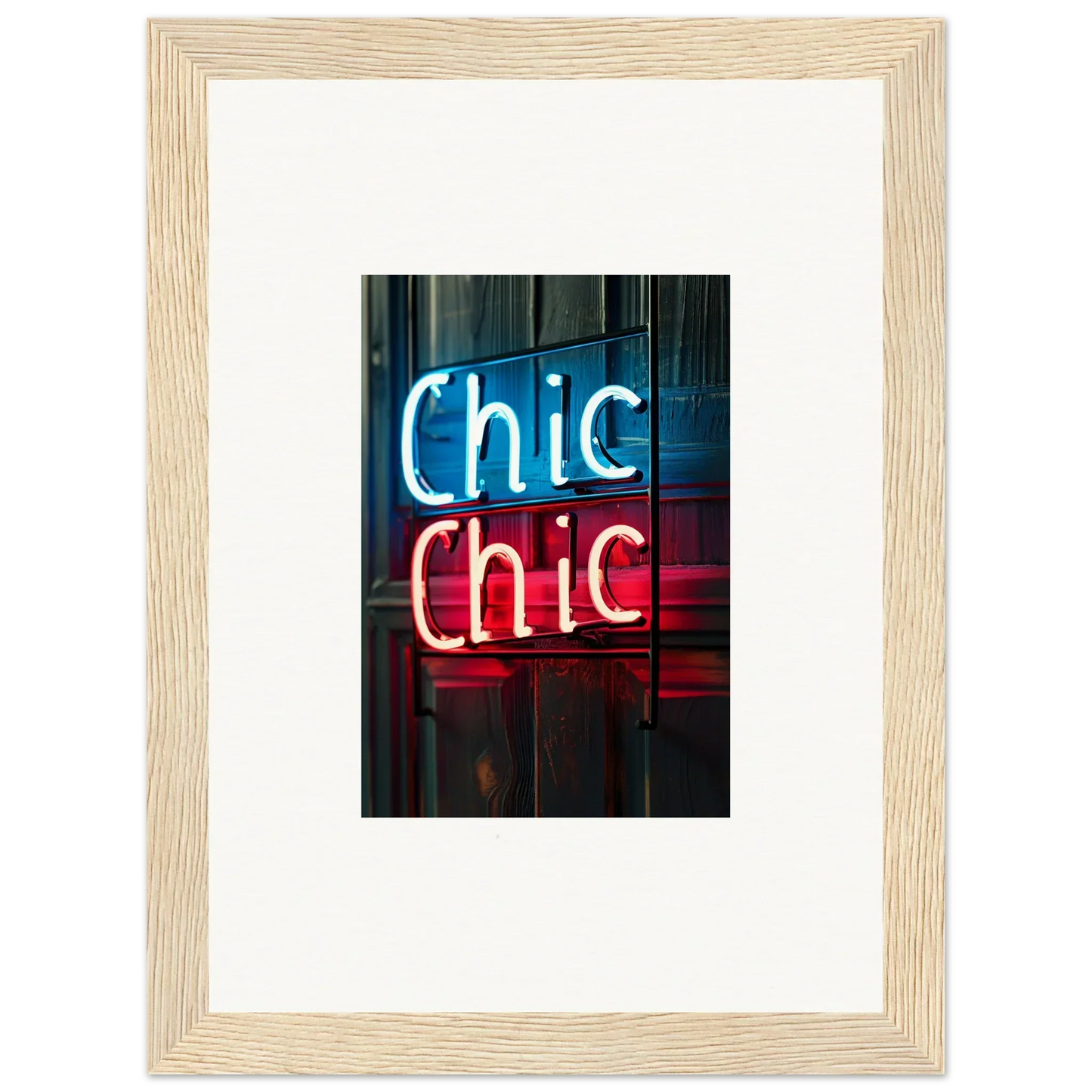 Framed neon sign art featuring Chic Chic design for stylish room decor