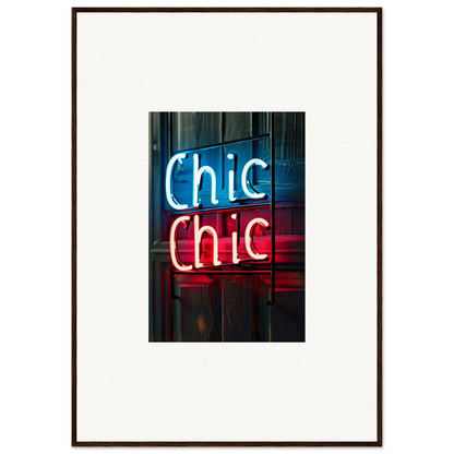 Chic Chic neon sign in blue and red, perfect for room decor or framed wall art