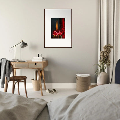 Eiffel Tower wall art on a red background perfect for chic room decoration