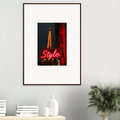 Framed Eiffel Tower wall art with neon Style sign for stylish room decoration