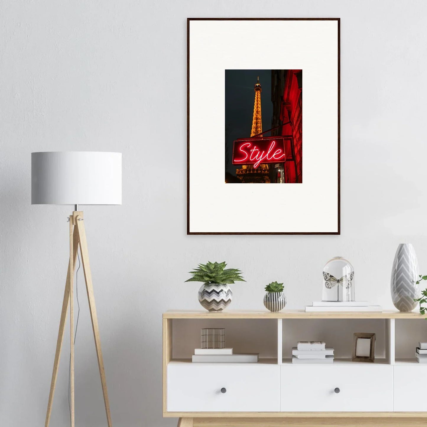 Framed canvas print of the Eiffel Tower for stylish room decoration at night