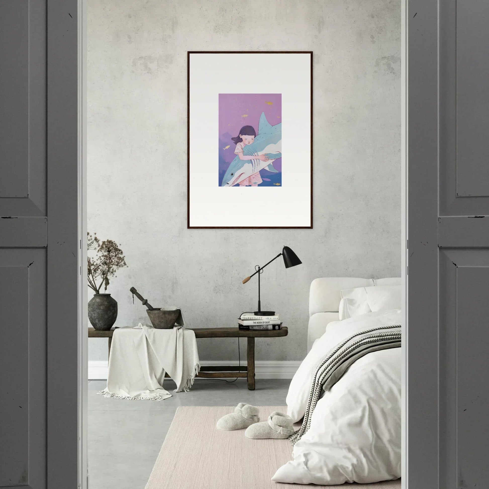 Stylized figure in pastel colors perfect for room decoration, part of Abyssal Dreams canvas print