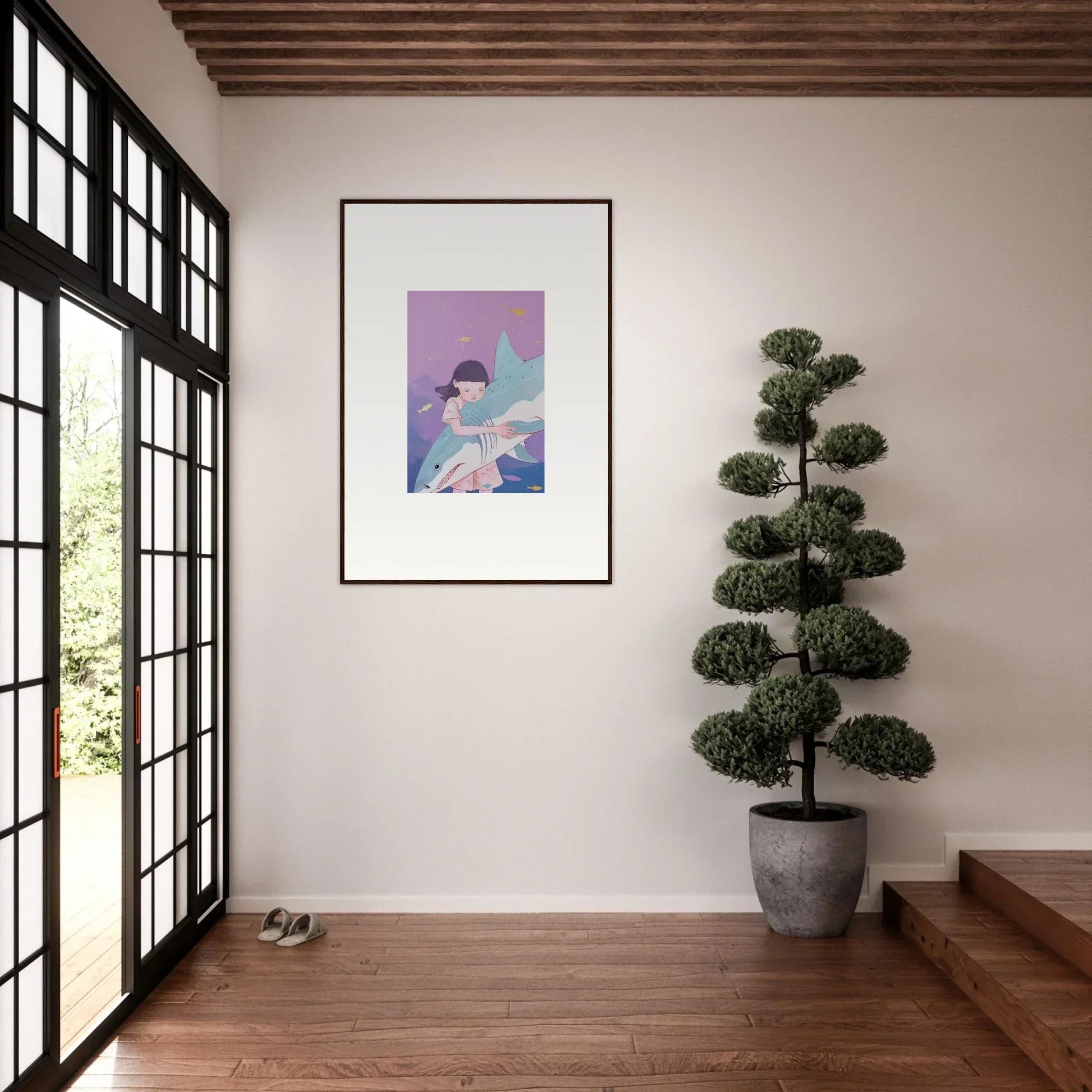 Pastel canvas print of a serene figure, perfect for room decoration and Abyssal Dreams vibe