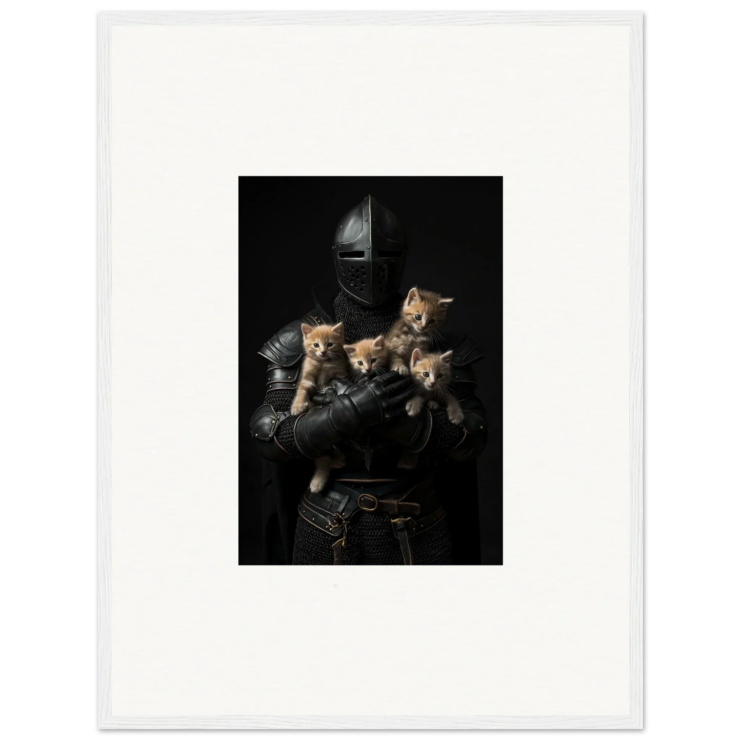 Four adorable kittens nestled in a black leather chair for perfect room decor and tender fluff