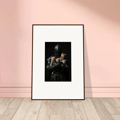 Framed wall art of three sheep in dark setting adds tender fluff to any room decor