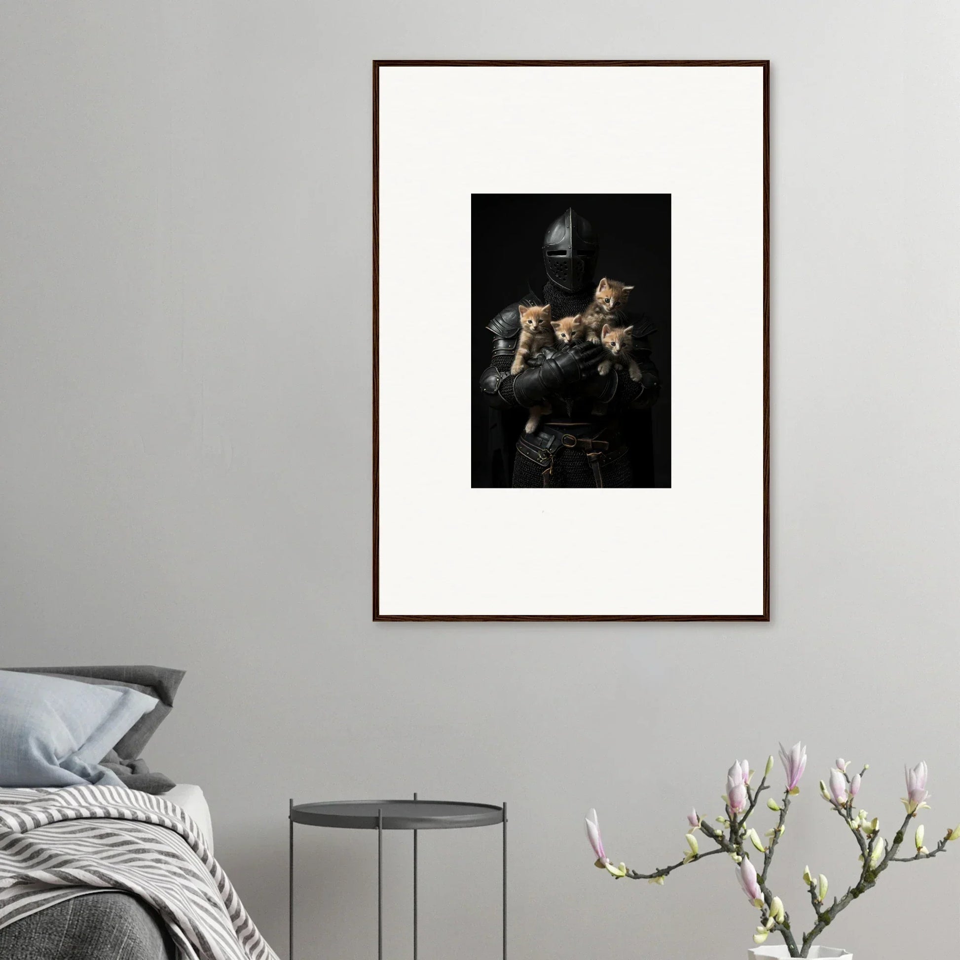 Framed wall art of two dogs in a dark setting, perfect for tender fluff room decor