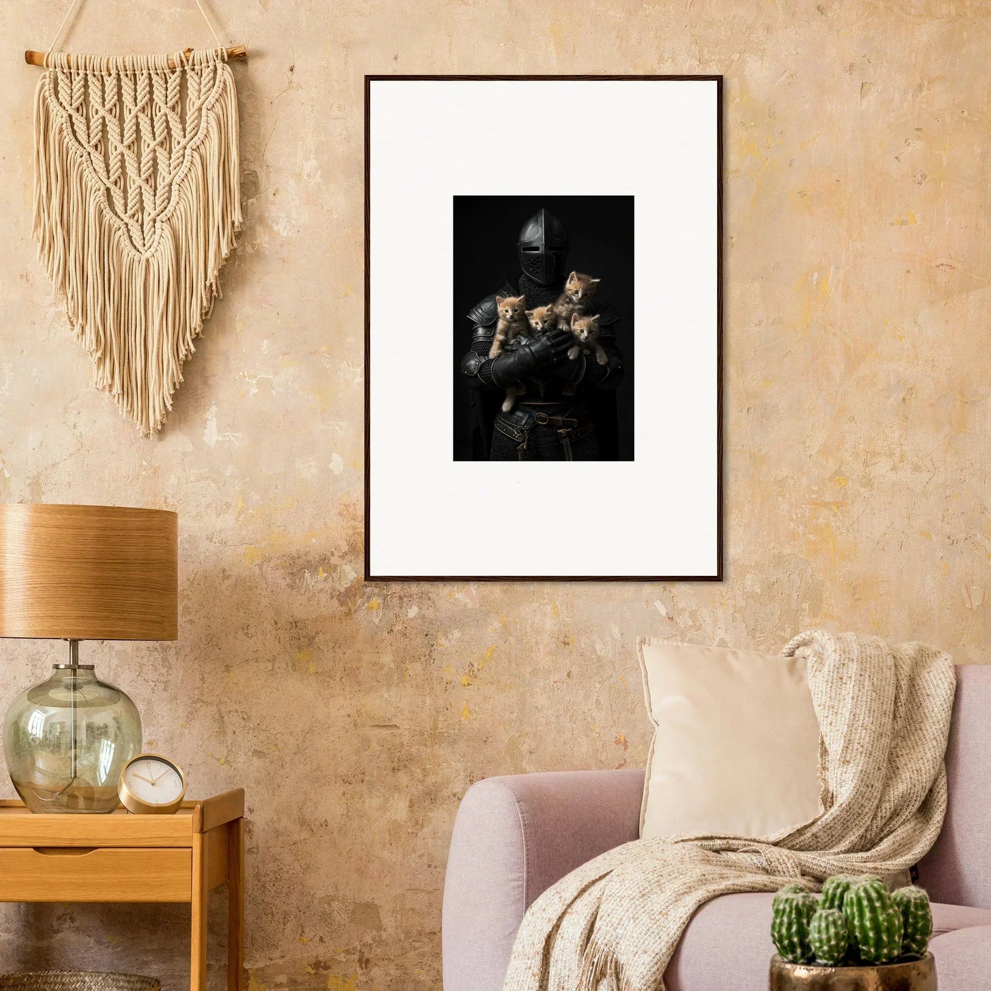 Framed black and white wall art of figures, perfect tender fluff room decor