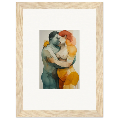 Framed watercolor art of two figures for a cozy room decoration with Echelons Linger vibe