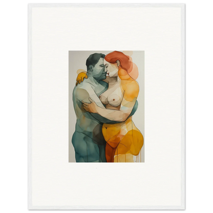 Watercolor abstract couple embracing, perfect for room decoration canvas print