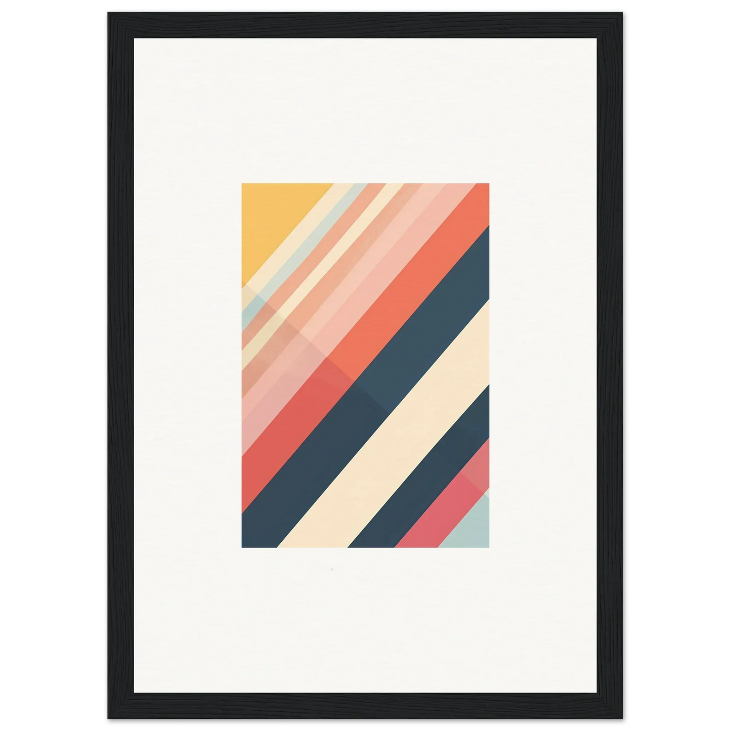 Framed wall art with diagonal stripes in pastel colors for stylish room decor