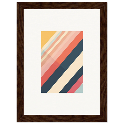 Framed wall art featuring muted pastel diagonal stripes for modern room decor essence shift