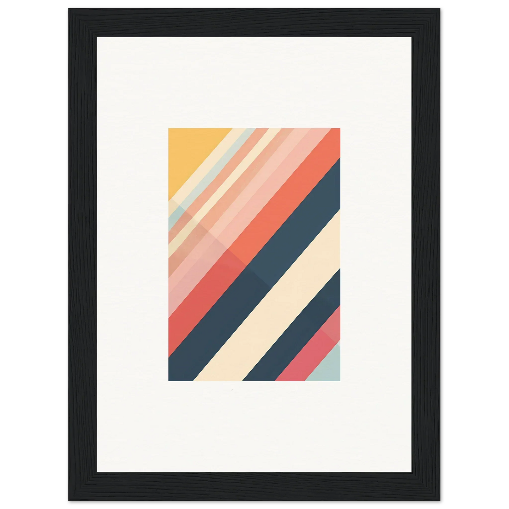 Framed wall art in muted colors featuring diagonal stripes for elegant room decor