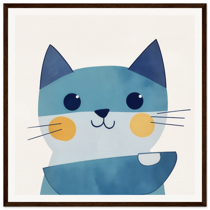 Cute cartoon cat with blue fur and orange cheeks from Chromatic Feline Gleam