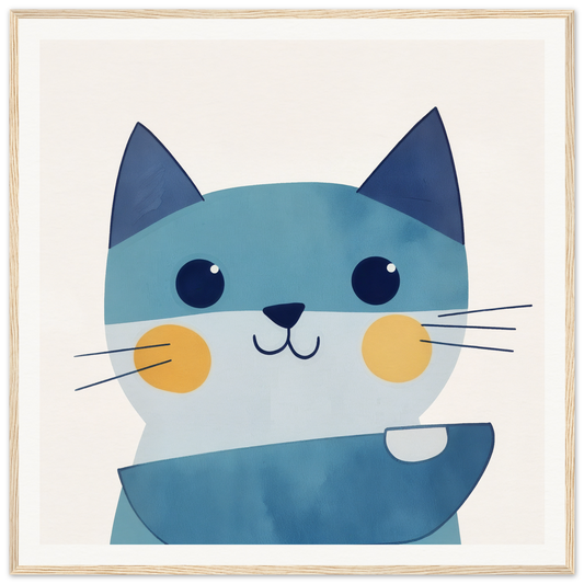 Cute cartoon cat with blue fur and rosy cheeks from Chromatic Feline Gleam