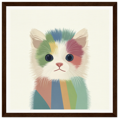 Colorful artistic illustration of a Chromatic Kitten with big blue eyes, special edition art™