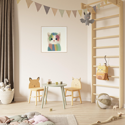 Children’s play area featuring Chromatic Kitten furniture and special edition art™ theme