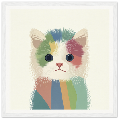 Colorful illustration of a cat’s face in pastel hues from the Chromatic Kitten Trance