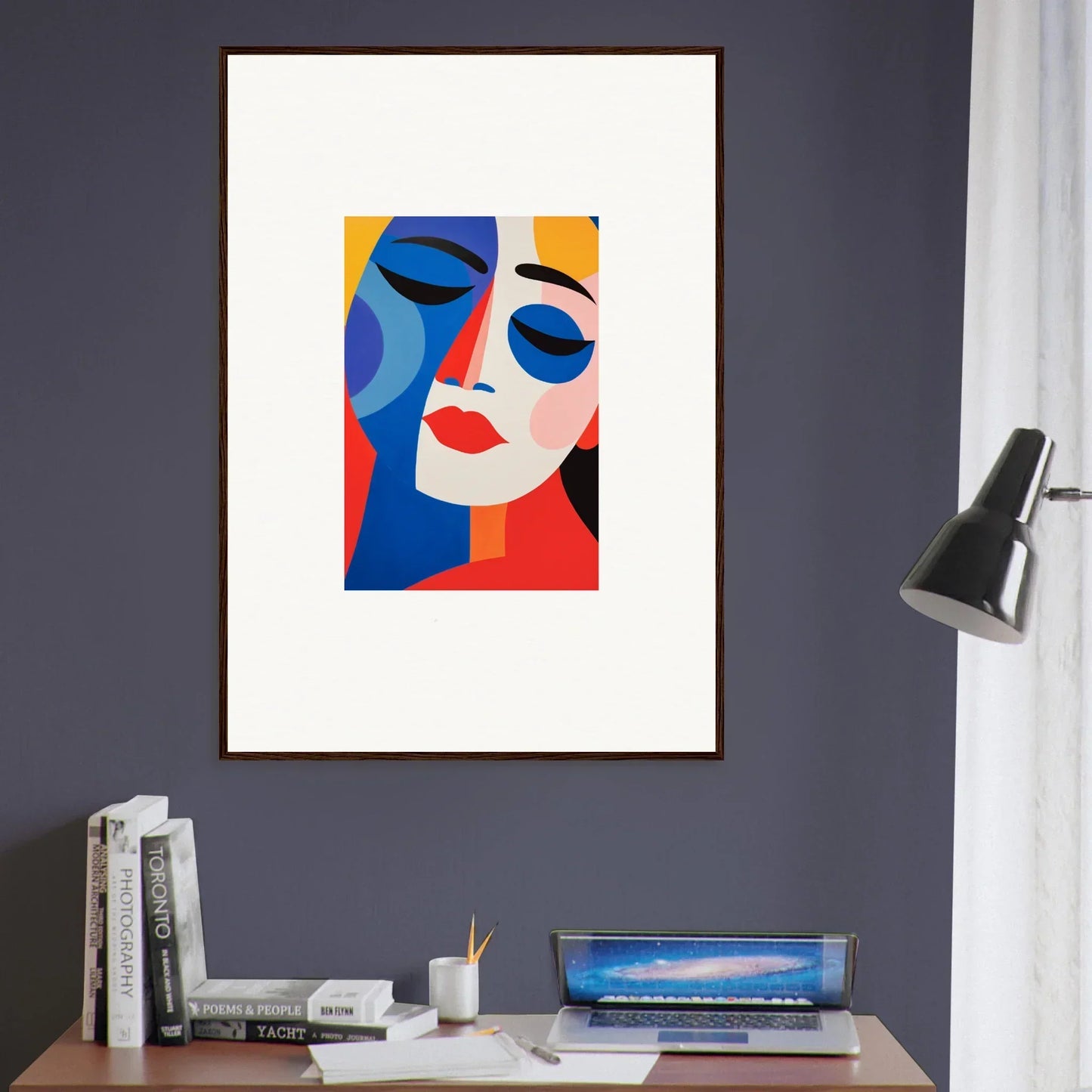 Abstract portrait artwork with vibrant shapes for Colors Reverie room decor