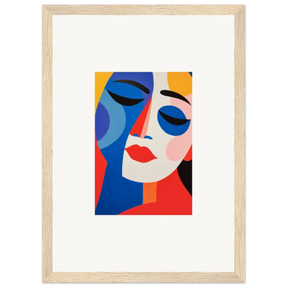 Abstract portrait painting in vibrant colors for room decor and framed wall art