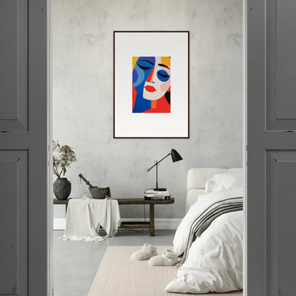 Abstract portrait painting in bold colors reverie for vibrant room decor and framed wall art