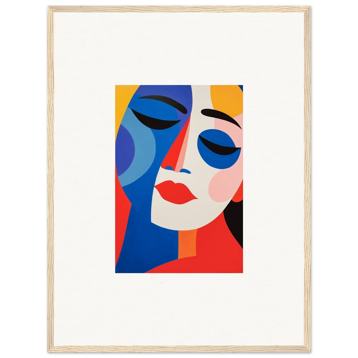 Abstract portrait with bold shapes and vibrant colors reverie for unique room decor