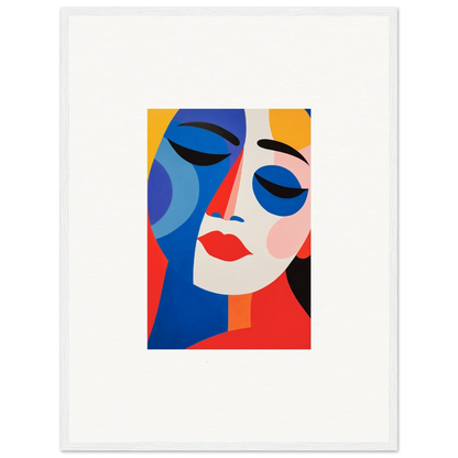 Abstract portrait with geometric shapes and vivid colors for room decor or framed wall art