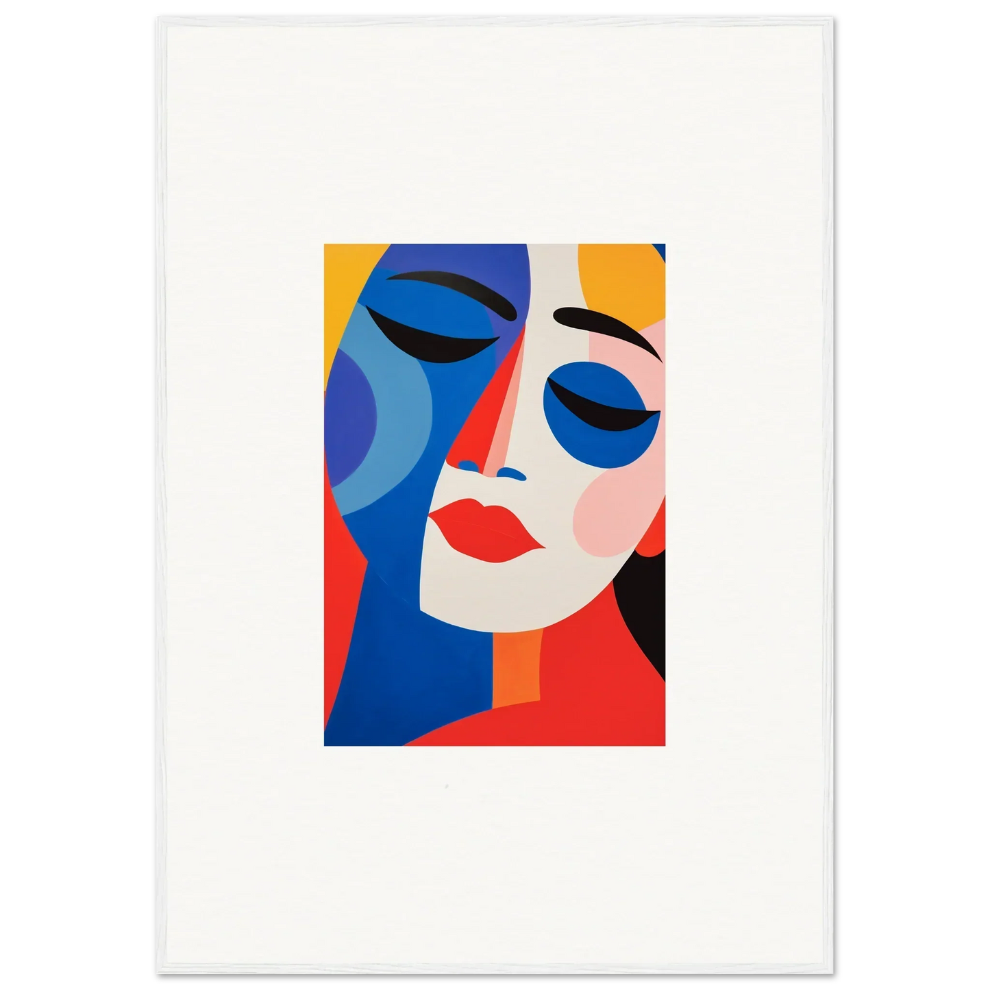 Abstract portrait with bold geometric shapes and vibrant colors for Room Decor