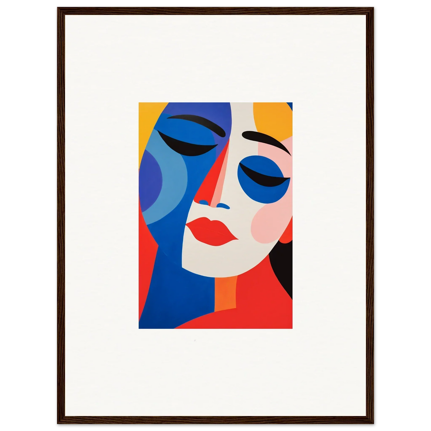 Abstract portrait with bold shapes and vibrant colors reverie for stylish room decor