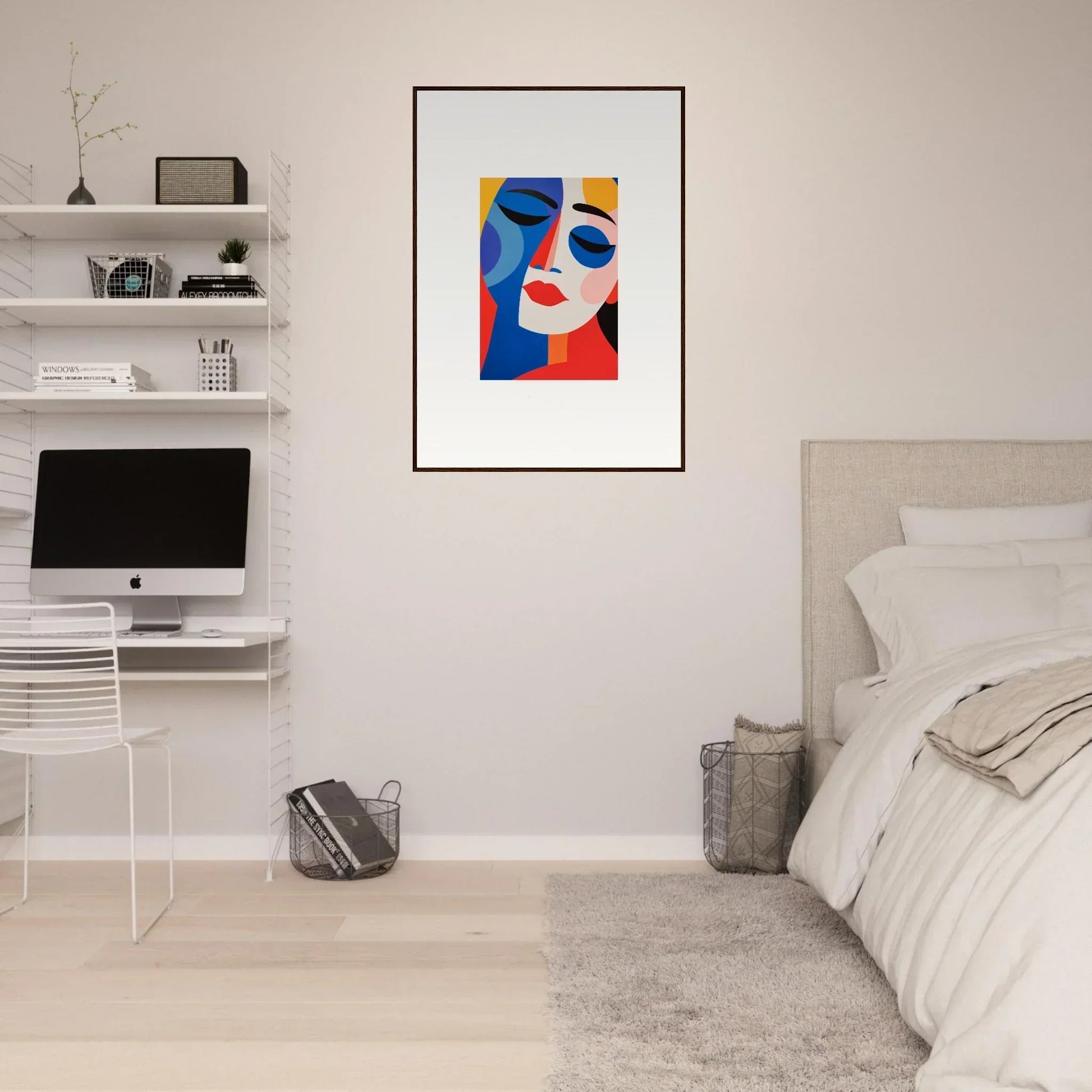 Colorful abstract portrait framed wall art for vibrant room decor in Absent Colors Reverie