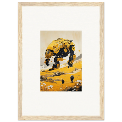 Yellow and black tranquil mech creature sculpture perfect for unique room decoration canvas print