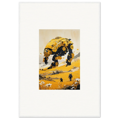 Yellow tranquil mech creature with four legs, perfect for room decoration canvas print