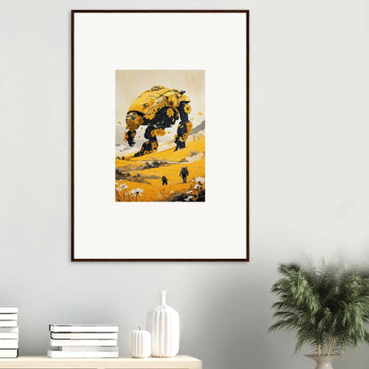 Framed canvas print of a tranquil mech in a yellow desert for cool room decoration