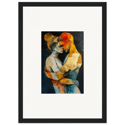 Abstract painting of two figures embracing, perfect for a Wistfulness Embrane canvas print