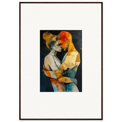 Vibrant abstract painting of embracing figures, perfect for room decoration as a canvas print